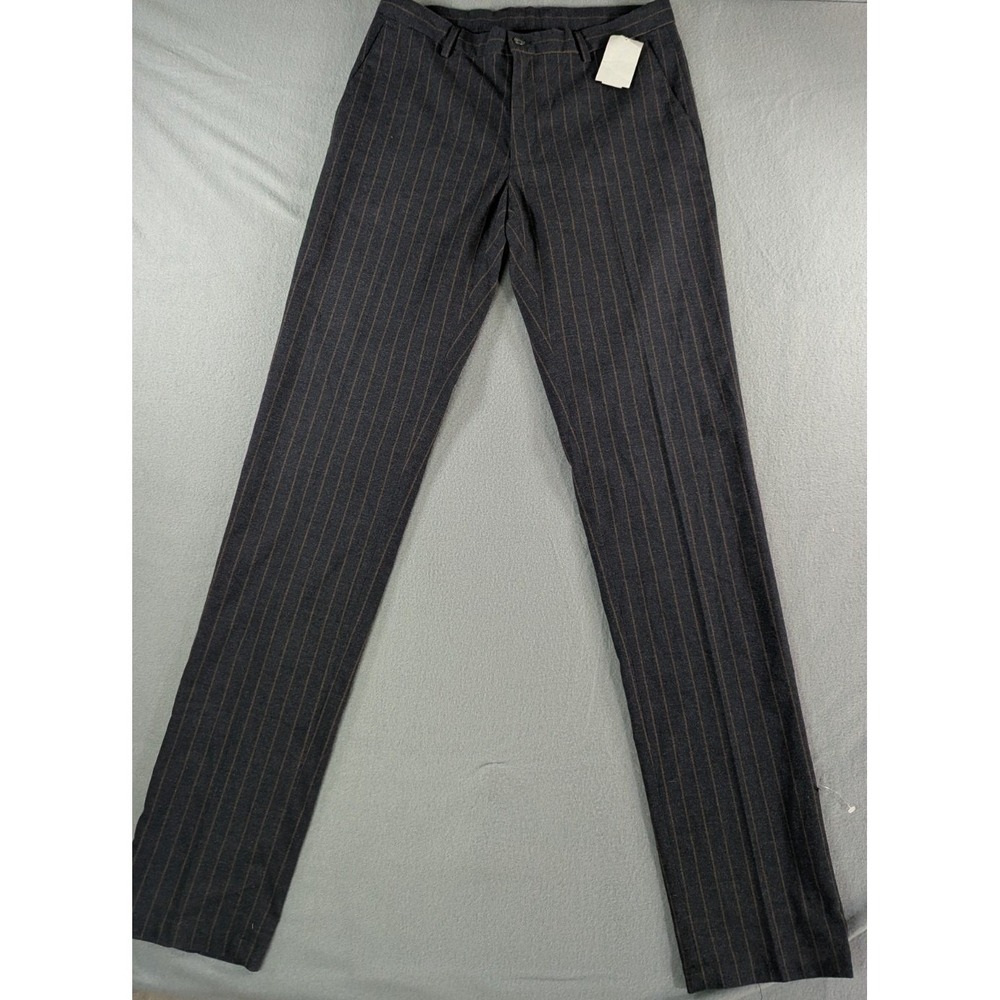 Soul of London Mens Pinstripe Dress Pants 32 Gray Brown